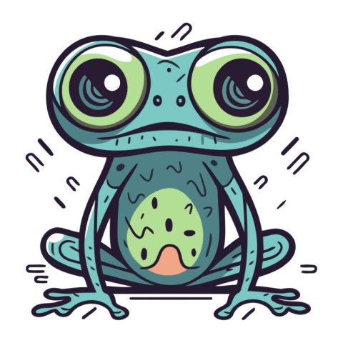 Cute cartoon frog. Vector illustration of a frog on white backgr