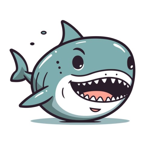 Shark cartoon character vector illustration. Cute cartoon shark