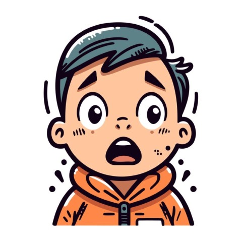 Crying boy in hoodie. Vector illustration in cartoon style.