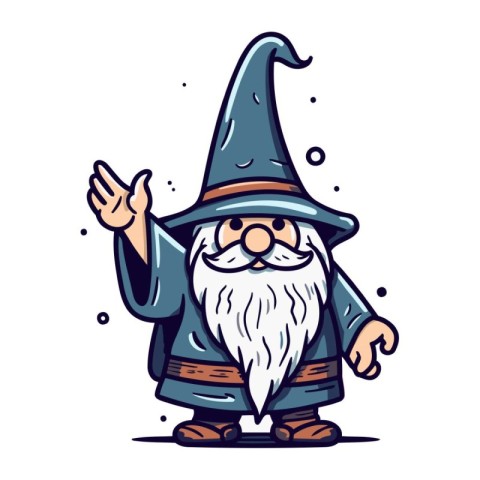 Cartoon wizard. Vector illustration of wizard isolated on white