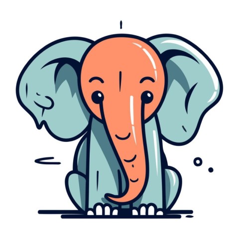 Cute cartoon elephant. Vector illustration in doodle style.