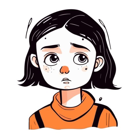 Illustration of a girl with a sad look on her face.