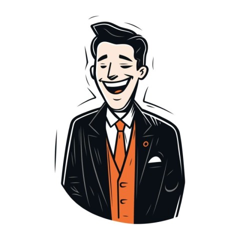 Vector illustration of a man in a suit with a smile on his face.