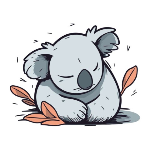 Cute koala sitting on the ground. Vector cartoon illustration.