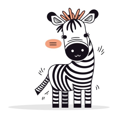 Zebra vector illustration. Cute cartoon baby zebra animal.