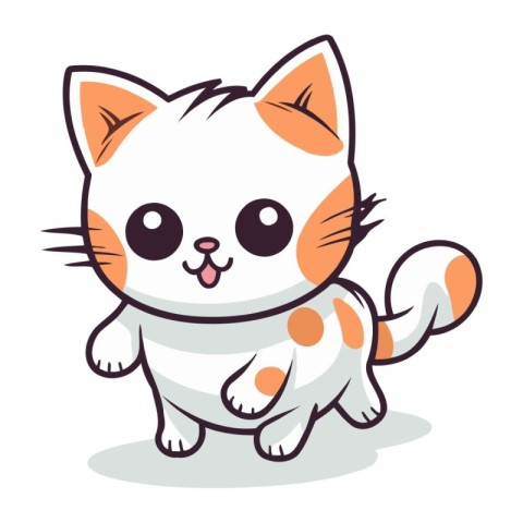 Cute cartoon cat. Vector illustration isolated on a white backgr