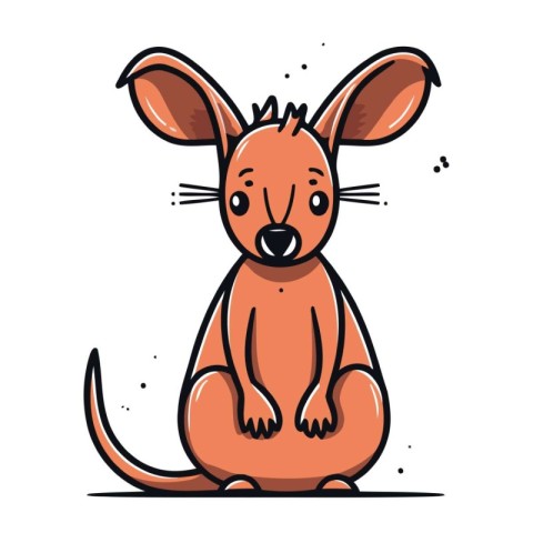 Funny kangaroo. Cute cartoon kangaroo. Vector illustration.