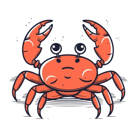 Cute hand drawn crab. Vector illustration isolated on white back