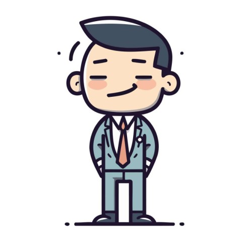 Businessman Smiling and Looking Up   Vector Cartoon Character Il