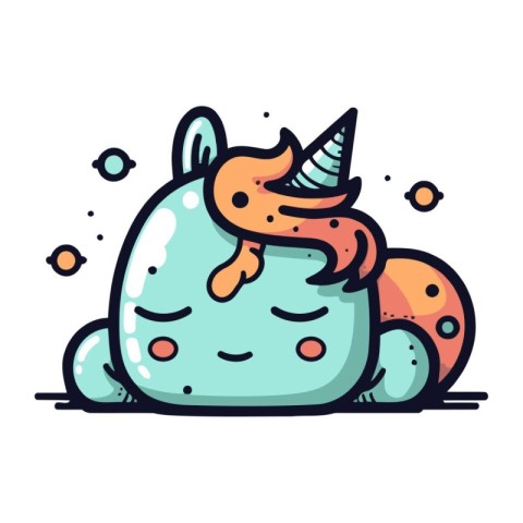 Vector illustration of a cute cartoon unicorn. Isolated on white