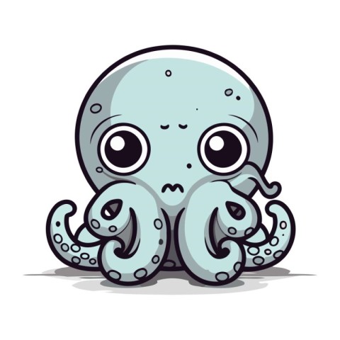 Cute cartoon octopus isolated on white background. Vector illust