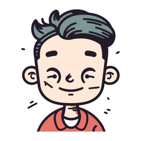 Cute cartoon smiling boy. Vector illustration in doodle style.