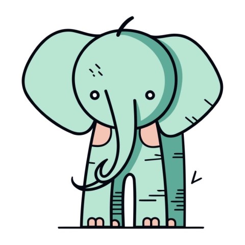 Vector illustration of a cute cartoon elephant. Isolated on whit