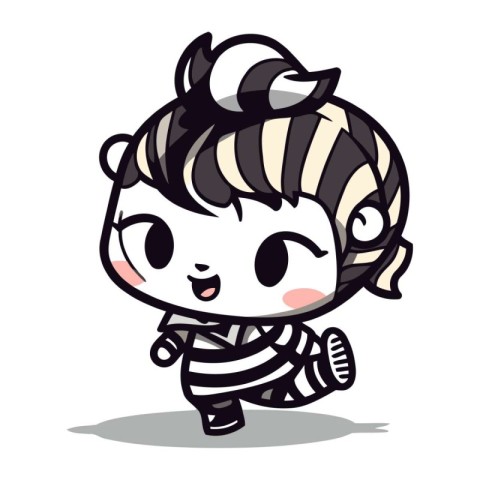 Cute little boy in zebra costume. Vector cartoon illustration.