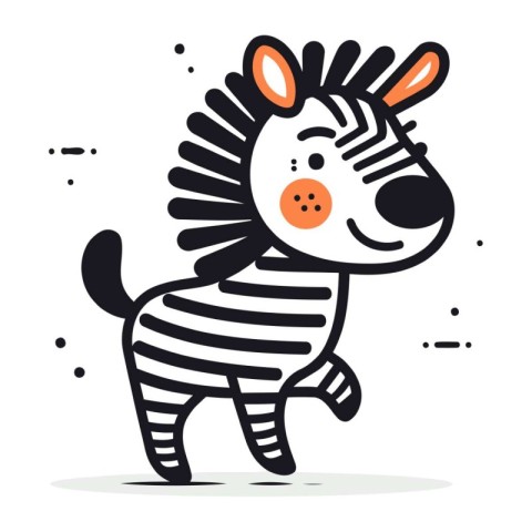 Zebra doodle hand drawn icon. Cute cartoon zebra vector illustra