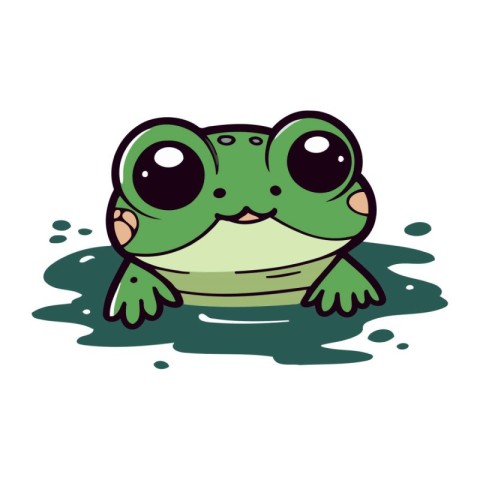 Cute frog cartoon. Vector illustration isolated on a white backg