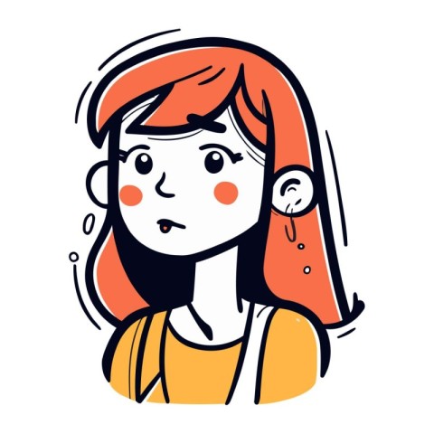 Vector illustration of a girl with red hair in a cartoon style.