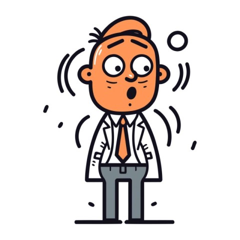 Stressed man. Vector illustration in linear style on white backg