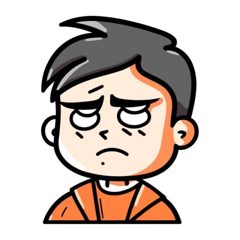 Angry Boy Face   Cartoon Vector Illustration