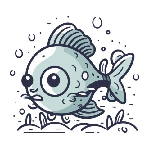 Cartoon fish. Vector illustration. Cute cartoon fish. Vector ill