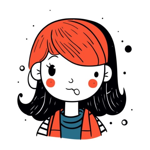 Cute little girl with red hair. Vector illustration in cartoon s