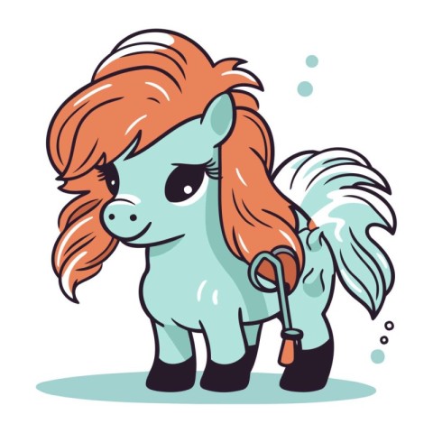 Cute cartoon pony. Vector illustration isolated on a white backg