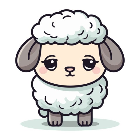 Cute sheep cartoon character isolated on white background. Vecto