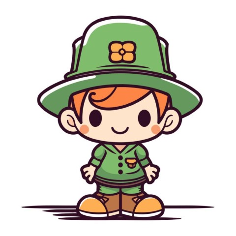 Illustration of a Cute Boy Wearing a Leprechaun Costume