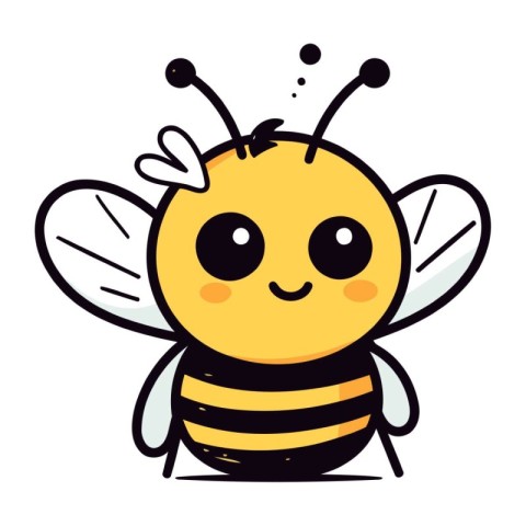 Cute cartoon bee. Vector illustration isolated on a white backgr