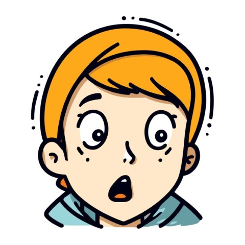 Surprised boy face. vector illustration in cartoon comic style.