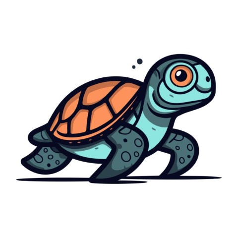 Cartoon sea turtle. Vector illustration isolated on a white back