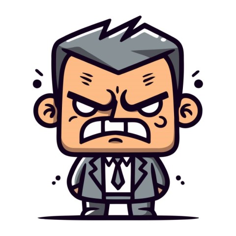 Angry boss cartoon character. Vector illustration in doodle styl