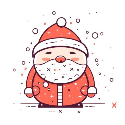 Cute Santa Claus. Merry Christmas and Happy New Year. Vector ill