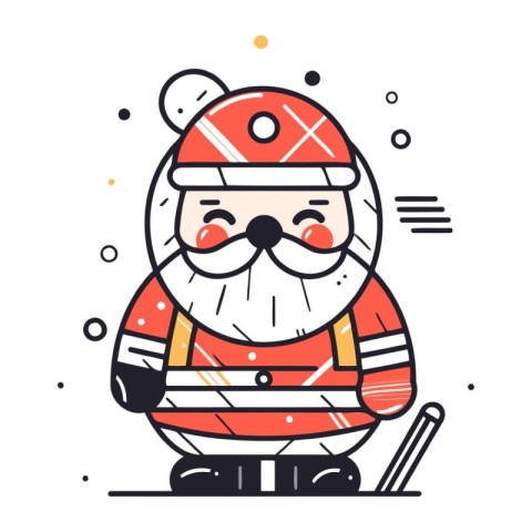 Santa Claus. Vector illustration in thin line style. Christmas c