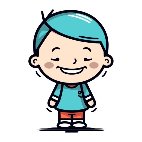 Vector illustration of a cute little boy smiling and wearing cas