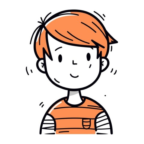 Vector illustration of a happy boy in orange striped t shirt.