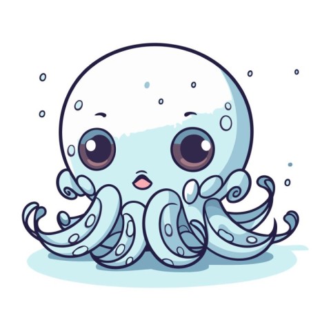 Cute cartoon octopus. Vector illustration. Isolated on white bac