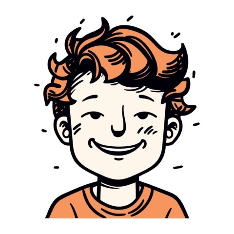 Smiling face of a boy with red hair. Vector illustration.