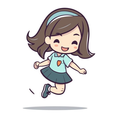 Cute little girl running and smiling. Vector illustration.eps10