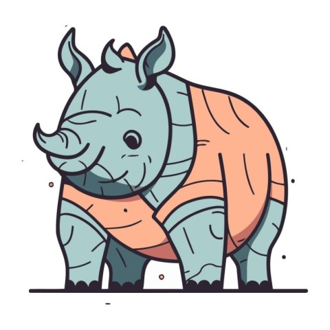 Cartoon rhinoceros. Vector illustration of a rhinoceros.