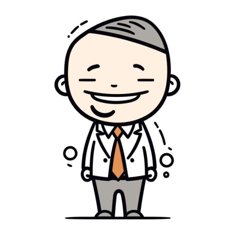 Cartoon happy businessman character in business suit and tie. Ve