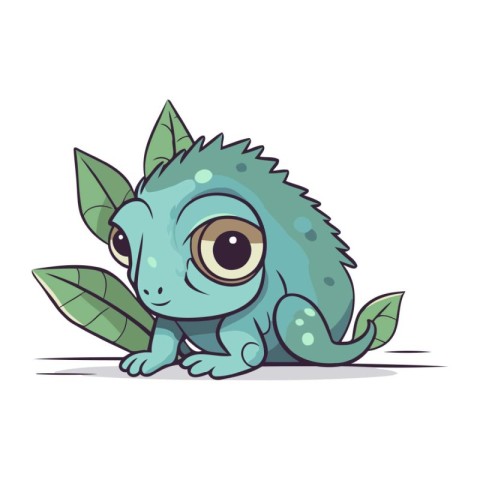 Cute cartoon chameleon. Vector illustration isolated on white ba