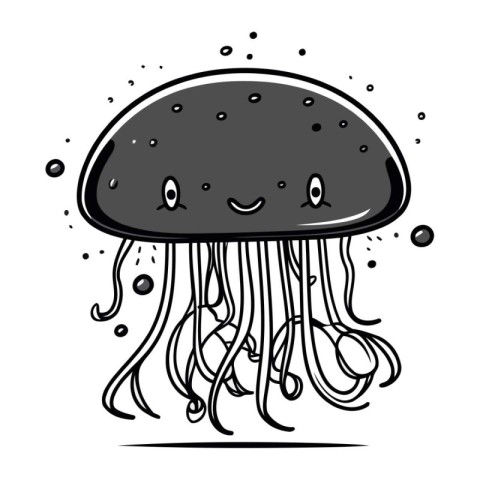 Cute jellyfish. Hand drawn vector illustration isolated on white