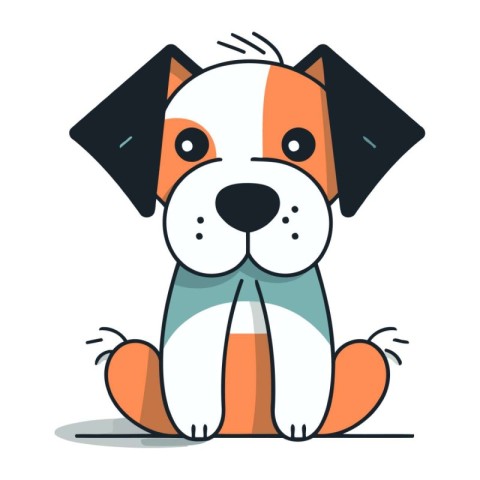 Cute cartoon dog. Vector illustration of a dog. Flat style.