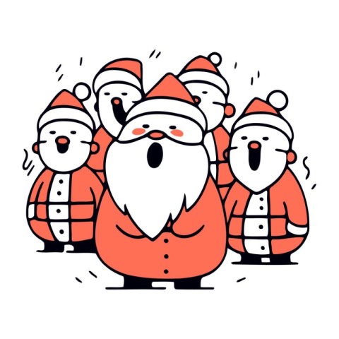 Santa claus family. Vector illustration in doodle style.