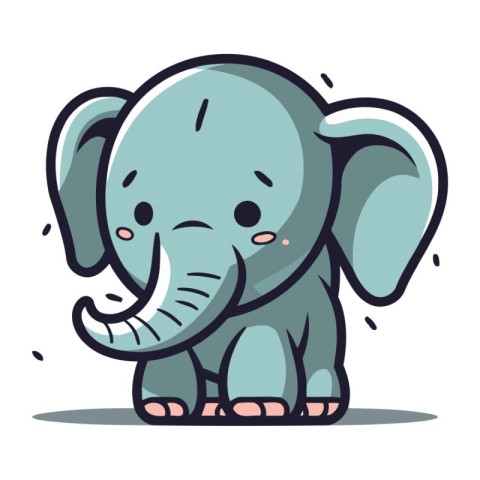 Cute Elephant Cartoon Character Vector Illustration. Cute Baby A