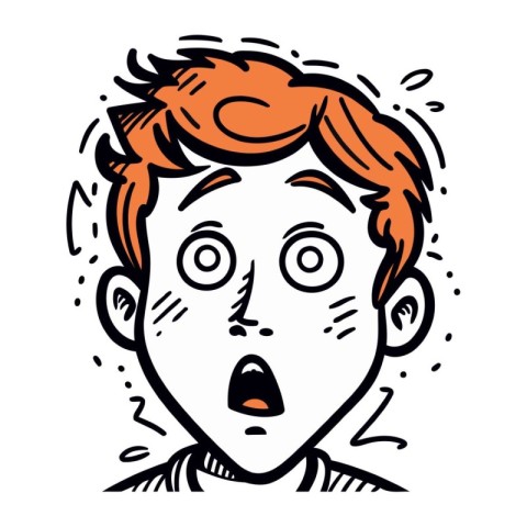 Surprised man with red hair. Vector illustration in sketch style