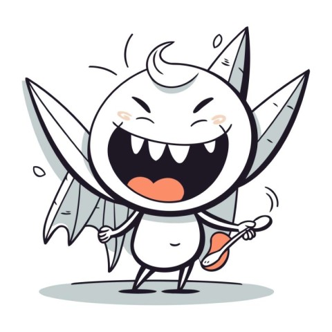 Cartoon Illustration of Cute Flying Vampire Character with Hallo