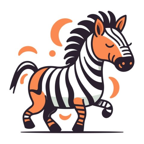 Zebra vector illustration. Cute cartoon zebra on white backgroun