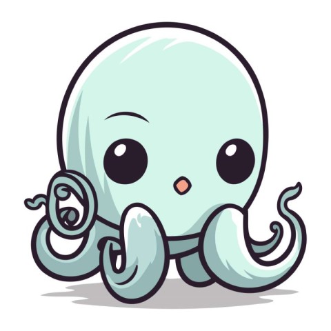 Octopus cartoon character vector illustration. Cute octopus masc